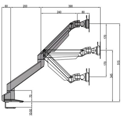 Multibrackets Tischständer Gas Lift Arm + Duo Crossbar 2 bis 7 kg  Weiss Bild 12