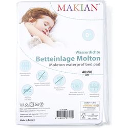 MAKIAN Protezione materasso Molton, confezione da 1, 40 x 90 cm, Bianco