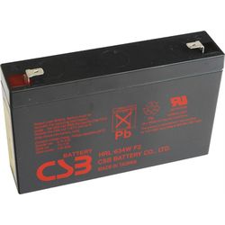 CSB Battery CSB 6VDC 9Ah Verschlossener, wartungsfreier Bleiakkumulator, Anschlüsse Faston 250 6.3mm links / rechts, Ideal für USV Anlagen