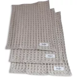The Organic Company Set di 3 panni per il viso Big Waffle 24x40cm stone in cotone biologico
