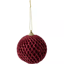 Cosy & Trendy Boule de Noël gaufrée, rouge foncé, 8cm