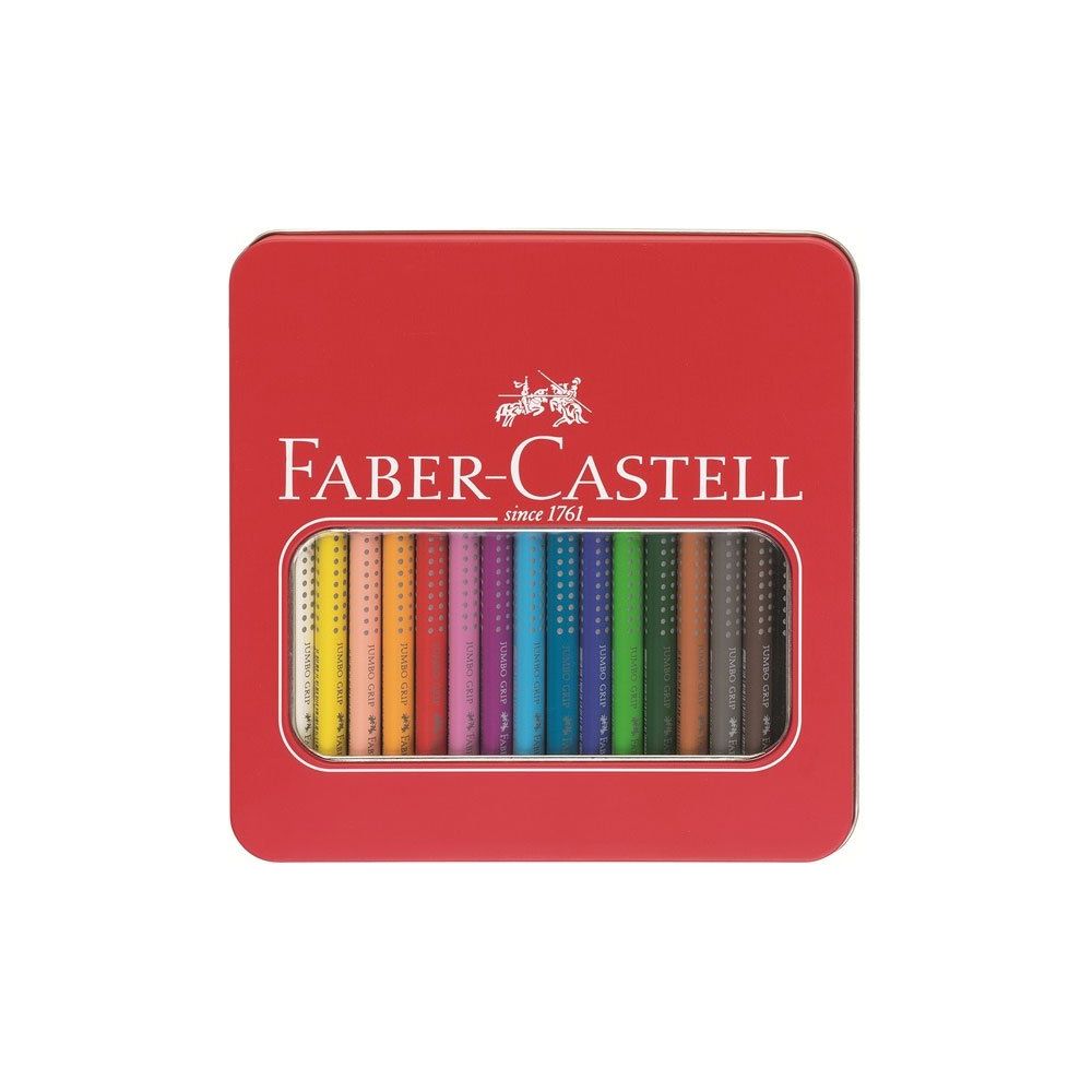 Faber-Castell Matite colorate Jumbo GRIP, astuccio in metallo da 16 -  acquista su