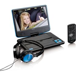 Lenco DVP-910 Lettore DVD portatile da 9 pollici con caricatore per auto USB blu