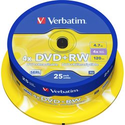 Verbatim DVD+RW Spindle 4.7GB 43489 4x 25 Pz