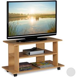 relaxdays Mobili TV con ruote, 80 x 40 cm, Marrone chiaro