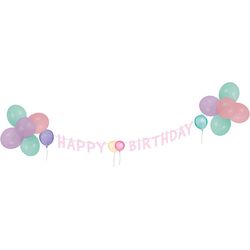 Amscan Deko-Set Happy Birthday Pastel Ballone & Partykette Happy Birthday