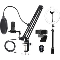 DELTACO Streaming Kit GAM-170 Webcam, Luce ad Anello, Microfono
