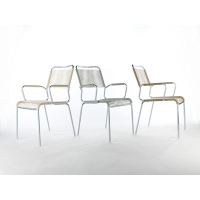 Schaffner Spaghetti chair Rigi without armrest - Hot Dip Galvanized - Pastel Sand Bild 5