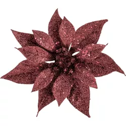 Cosy & Trendy Pince à étoile de Noël, glitter leaves, rouge foncé