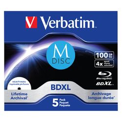 Verbatim BD-R Jewel 100GB 43834 M-Disc IJ stampabile 5pz