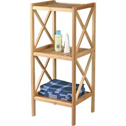 MSV Armadio a scaffale in bambù 3 livelli 36,5 X 33 X 85 cm