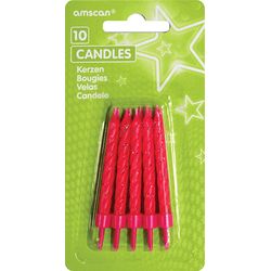 Amscan 10 birthday candles pink with holder