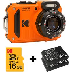 Kodak Fotocamera subacquea WPZ2OG Bundle, inclusa 2a batteria + scheda micro SD 16Go
