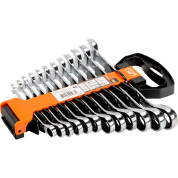 Bahco 12-piece ratchet wrench set with switch lever