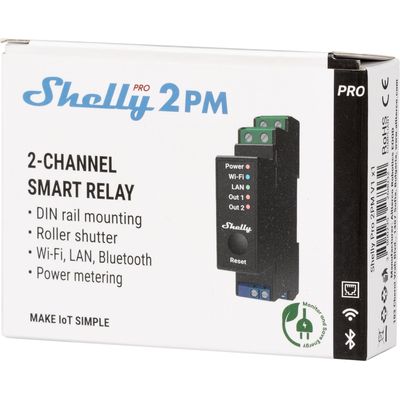 Shelly Pro 2PM DIN Mountable 2 Circuit WiFi Smart Relay with Power