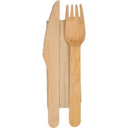 Ejs Set di posate in legno 5444.3001.25 Coltello, Forchetta, Tovagliolo 25 pz.
