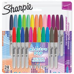 Sharpie Fine Electro Pop Felt Tip Marker, 24-Pack Blister