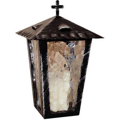Lienbacher Grave lantern with hinged lid and black ground spike 24cm