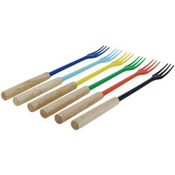 Kadastar Cheese fondue forks Protect Wood Colors 6 persons