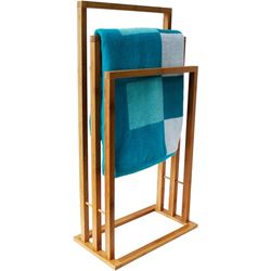 MSV Bamboo Towel Rack 3 Bars 42 X 24 X 82 cm