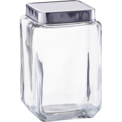 Zeller Present Storage jar square 1500ml GlasInox 11x11x18cm