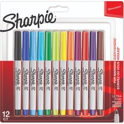 Sharpie Fine-tip felt pens Permanent markers round tip, pack of 12