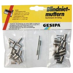 Gesipa Dadi per rivetti ciechi M4M5, 34 pezzi, M4 M5, 34 PEZZI