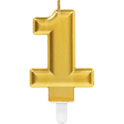 Amscan Number candle 1 gold about 7.5cm