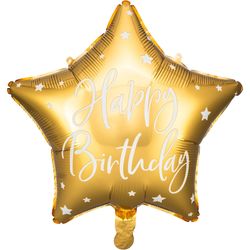 Amscan FB Stern Happy Birthday 40cm gold self-closing automatic valve