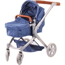 Götz Doll's pram 4 wheel (2in1) with bend slider with carry bag, denim