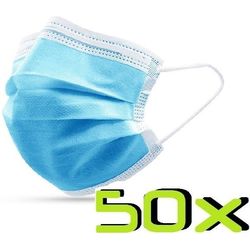 GreenCare 50x Profi OP Maske, Atemschutzmaske, Mundschutz 3-lagig blau
