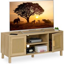 relaxdays TV-Lowboard 115 x 40 cm, Marrone chiaro