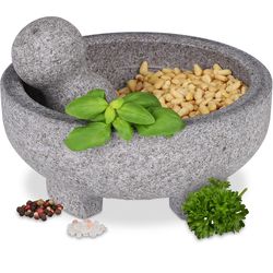 relaxdays Mortar and pestle 20 cm, granite
