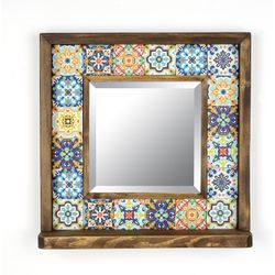 Woody Fashion Mirror Sto016 32.5 x 33 cm, Multicolored