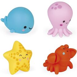 Janod Bath toy 4 sea animals squid, lobster, starfish, whale