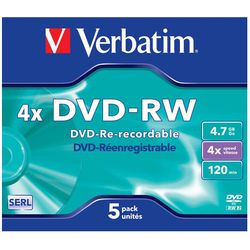 Verbatim DVD-RW 43285 4.7 GB, Jewelcase (5 Stück)