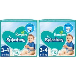 Pampers Diapers Splashers Carry Pack Size 3-4, 2x 12 pieces