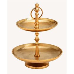 Miscellaneous Etagere with 2 levels of metal gold (H) 27cm 17,21cm