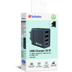 Verbatim Caricatore a 4 porte 30W nero