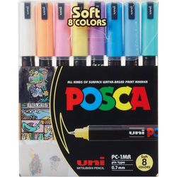 Uni Marker POSCA Softcolors 0.7 mm, 8 Stück