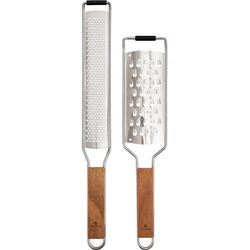 Exitoso Kitchen grater with wooden handle brown