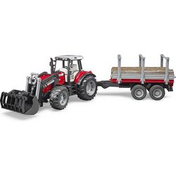 Bruder Massey Ferguson 7480 with front loader and timber trailer Available from March 2019