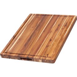 Teak Tagliere e tagliere m. Scanalatura del succo, 51x38x3,8 cm