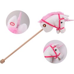 Sombo Steckenpferd Einhorn mit Sound mit Halfter und Handgriffen aus Holz ca. 98cm aus Plüsch und Holz