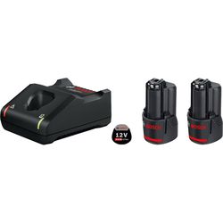 Bosch Professional Batteria e caricabatterie 2x GBA 12V 2 Ah + GAL 12V-40 set di avviamento