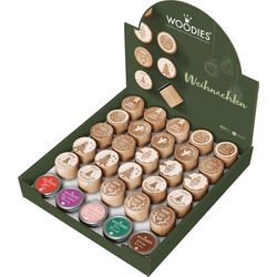 Colop Woodies Display Christmas 151336 25 Stamps, 5 Cushions