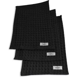 The Organic Company Set di 3 panni per il viso Big Waffle 24x40cm grigio scuro in cotone biologico.