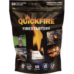 Quickfire Accendifuoco 50 bustine di accensione da 7 g ciascuna per camino, stufa e barbecue