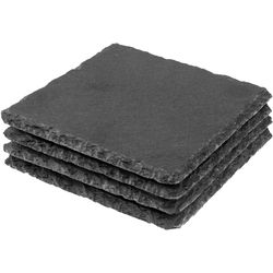 Cocon Candle coasters 10 x 10 cm, slate, black, set of 4