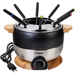 Furber Fondue Set Chalet 11 Pieces, Black/Silver